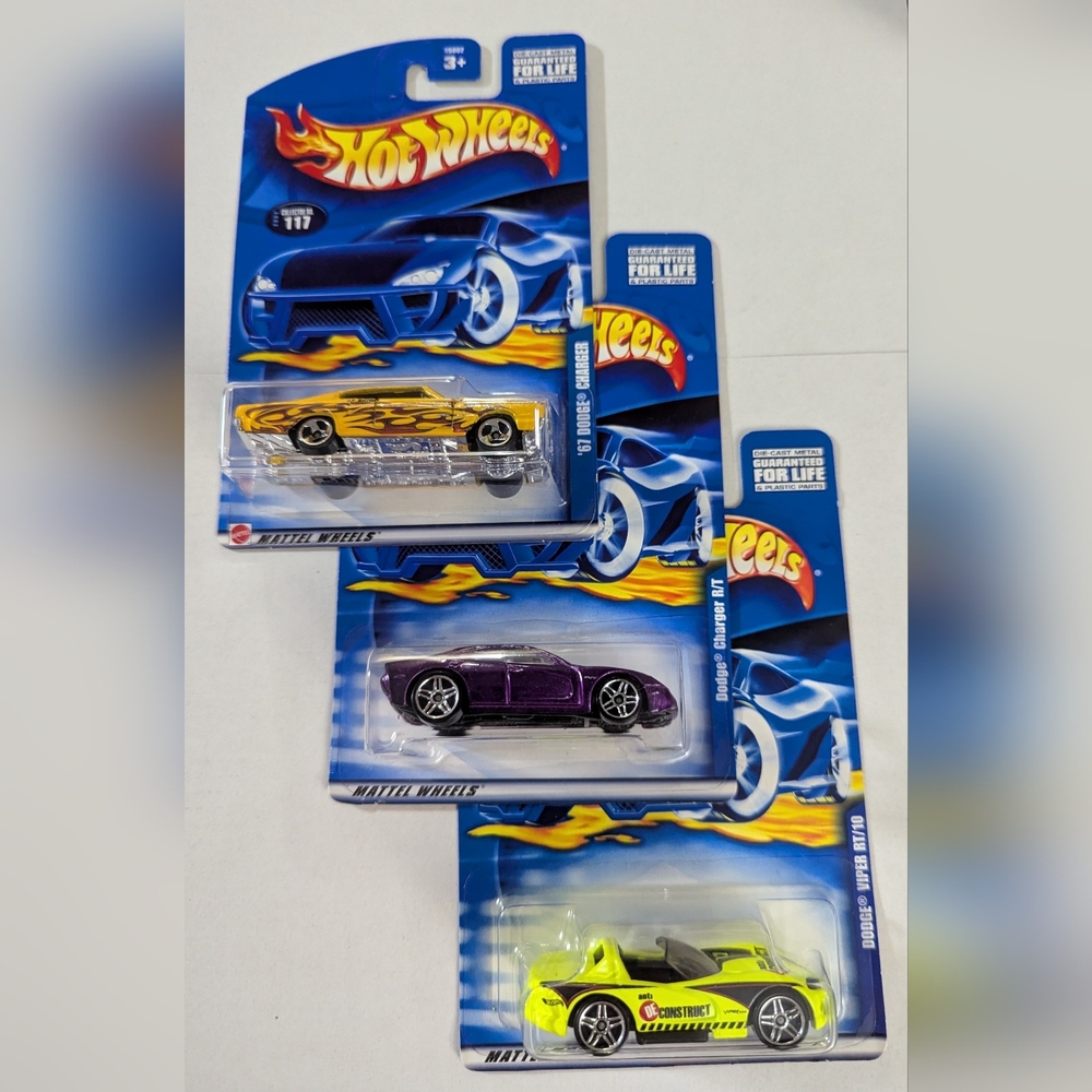 Dodge Fans! Sealed Set Of 3 Hot Wheels Charger RT, 67 Charger, Dodge Viper RT/10